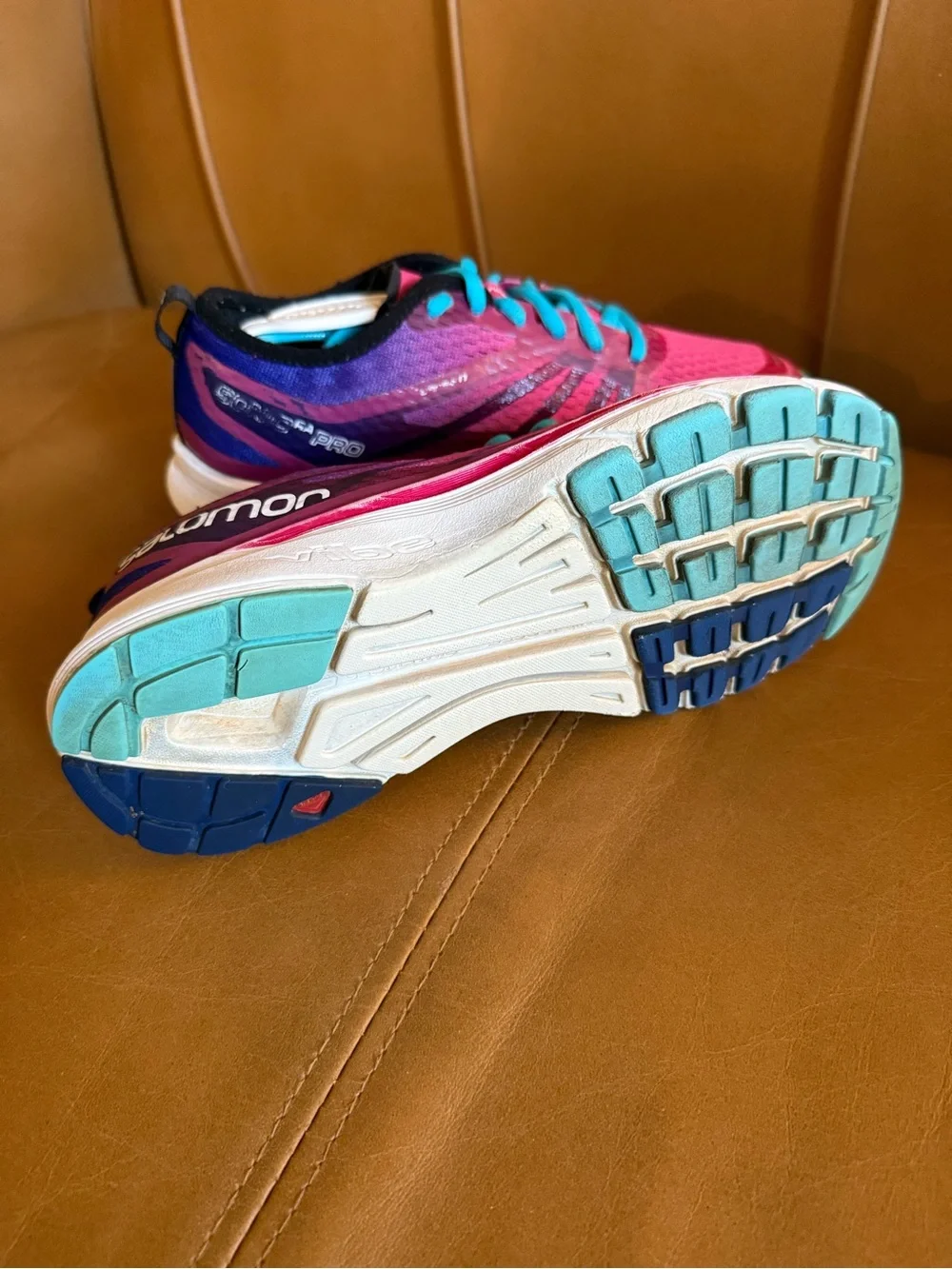 Salomon Sonic RA Pro Women's Vibrant Pink and Teal Athletic Shoes, Womens Size 6